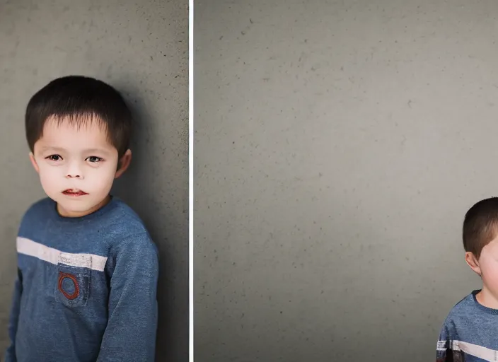 Image similar to portrait of a little boy, side lighting XF IQ4, f/1.4, ISO 200, 1/160s, 8K, RAW, unedited, symmetrical balance, in-frame