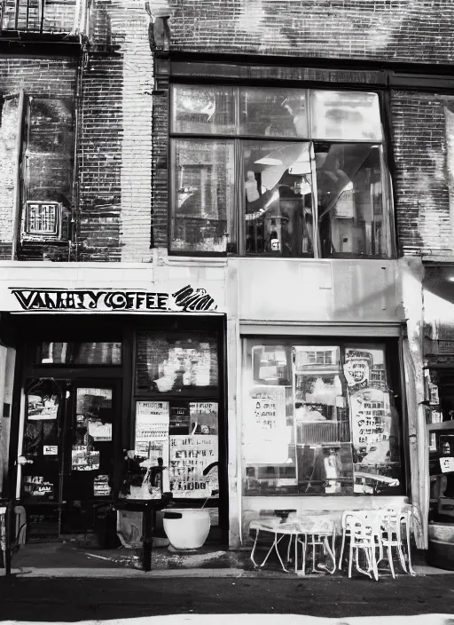 Prompt: variety coffee roasters, brooklyn, photorealistic photography, 3 5 mm film, fuji, leica s, williamsburg, new york magazine, intricate, shadows