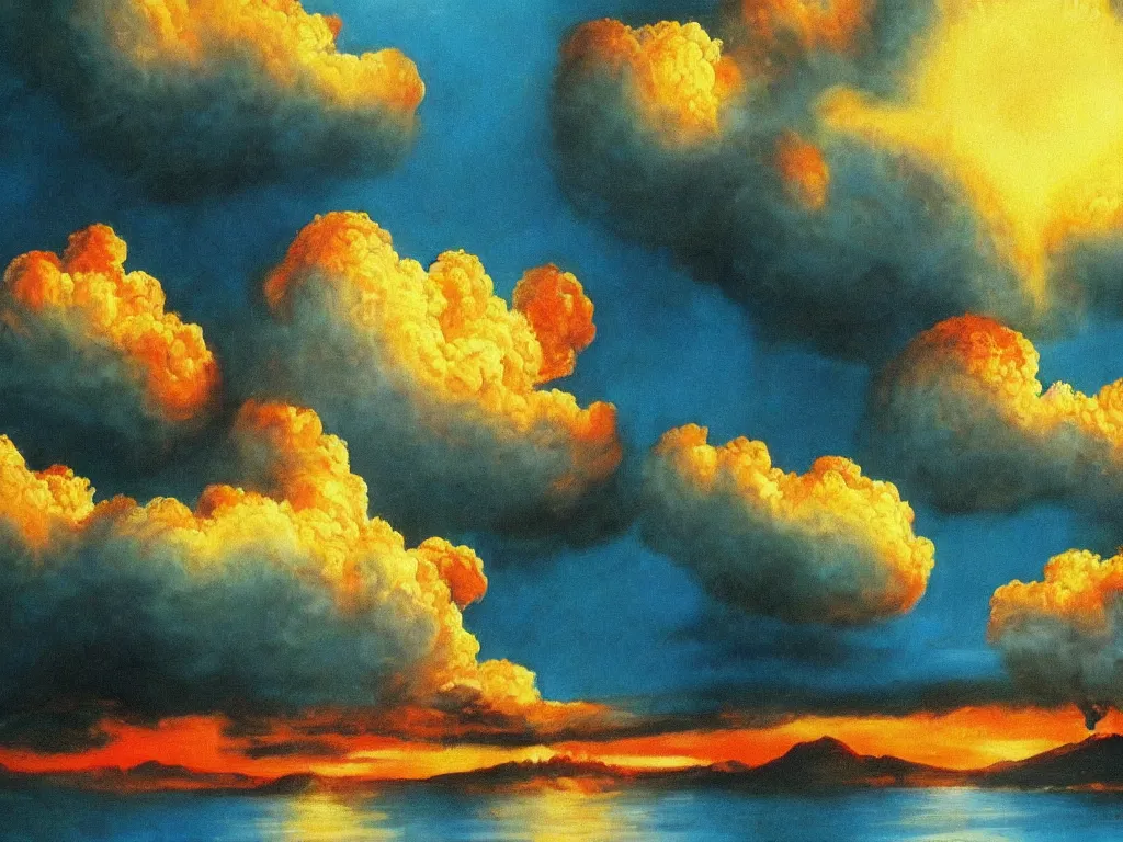 Image similar to bob ross painting of a nuclear holocaust