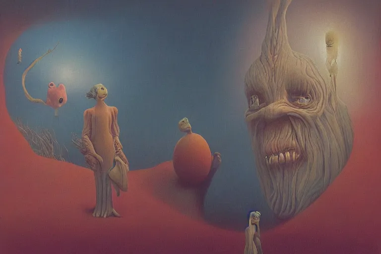 Prompt: A painting of Disney characters by Zdzisław Beksiński