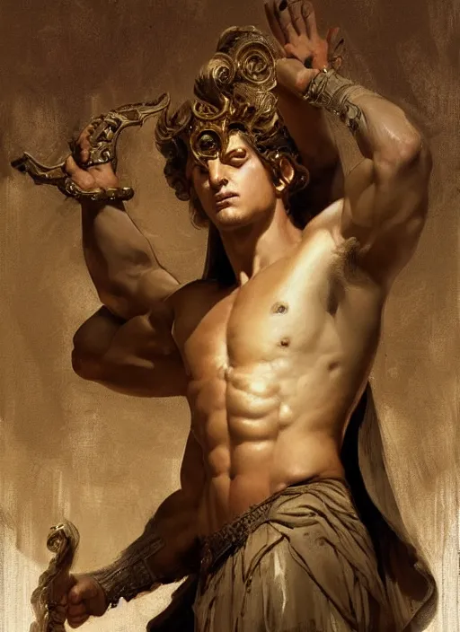 Image similar to digital _ painting _ of _ greek god _ by _ filipe _ pagliuso _ and _ justin _ gerard _ symmetric _ fantasy _ highly _ detailed _ realistic _ intricate _ port