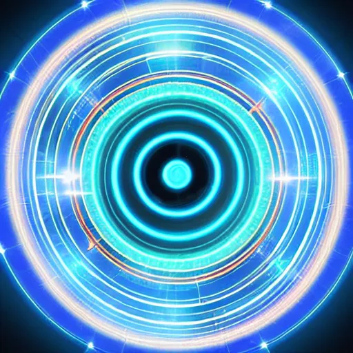 Image similar to blue circular hologram, sci - fi, ai