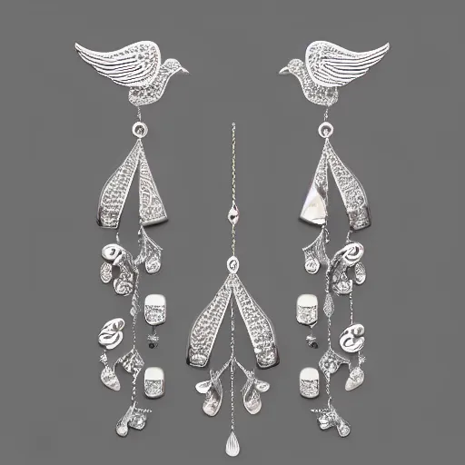 Image similar to jewelry design, jewelry display, earrings with phoenix decoration