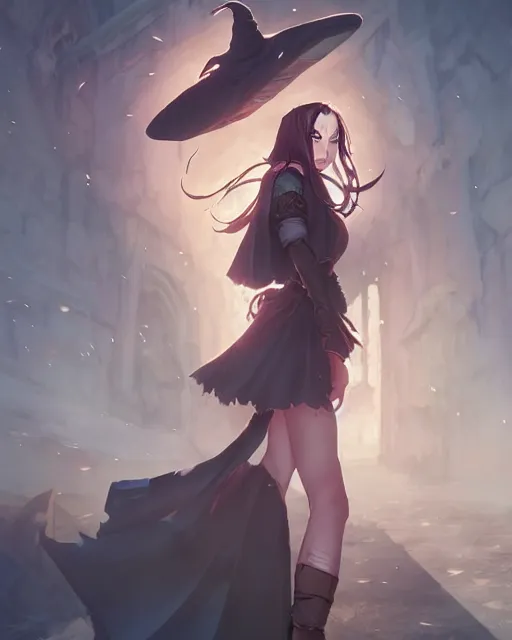 Image similar to medieval witch girl, full shot, atmospheric lighting, detailed face, by makoto shinkai, stanley artger m lau, wlop, rossdraws, james jean, andrei riabovitchev, marc simonetti, krenz c