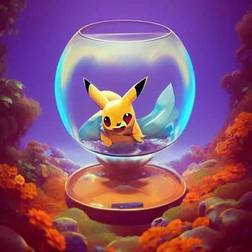 Prompt: fishbowl pokemon:: by beeple and James Gilleard and Justin Gerard :: ornate, dynamic, particulate, intricate, elegant, highly detailed, centered, artstation, smooth, sharp focus, photoreal octane render, 3d