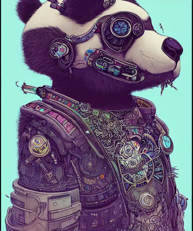 Image similar to a portrait of a cyberpunk panda, mandala, fantasy, intricate, elegant, highly detailed, digital painting, artstation, concept art, matte, sharp focus, illustration, art by josan gonzalez