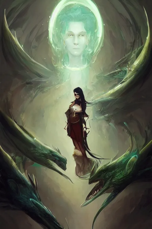 Image similar to portrait of elven teenage boy mage long black hair dragon egg digital painting modern fantasy concept art by peter mohrbacher wlop