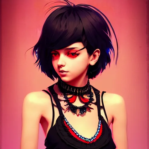 Image similar to a portrait of a beautiful punkrock gypsy, art by ilya kuvshinov and wlop and artgerm and josan gonzalez, digital art, highly detailed, intricate, sharp focus, trending on artstation hq, deviantart, pinterest, unreal engine 5, 4 k uhd image