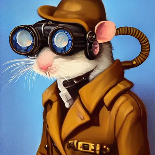 Prompt: a rat with steampunk googles, by RHADS