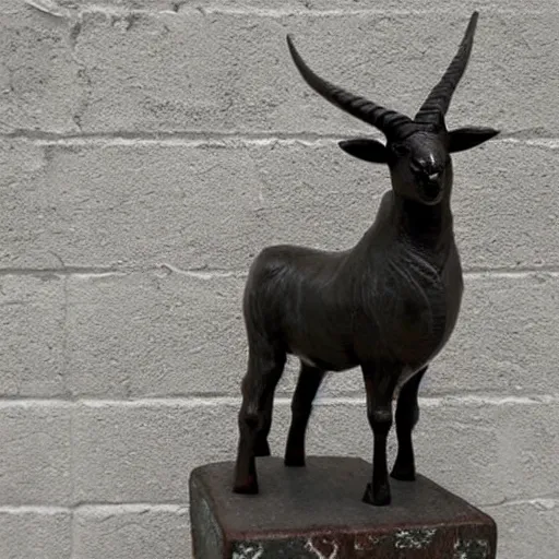 Prompt: goat statue, cyberpunk