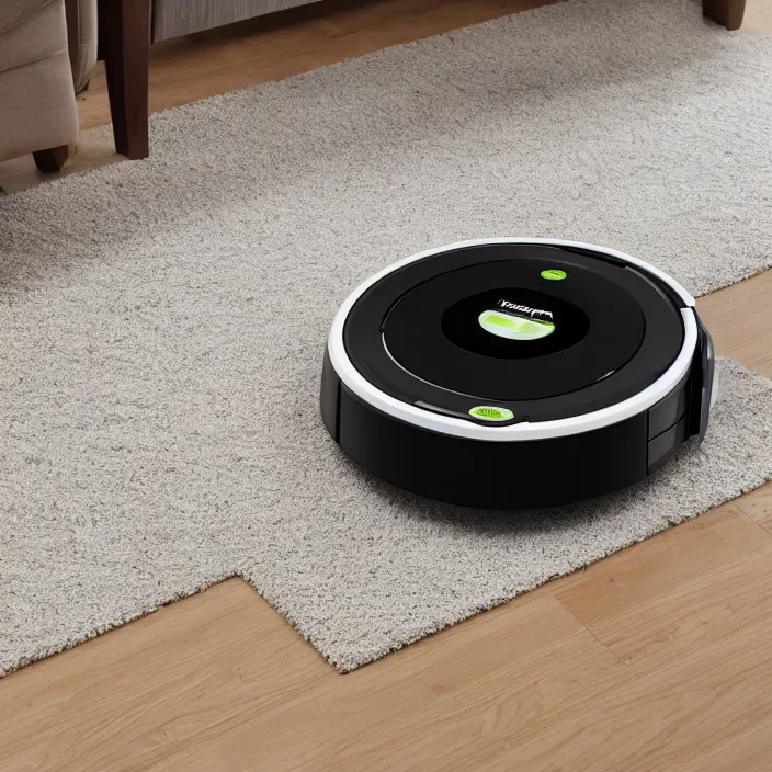Image similar to A Roomba with a four stand legs with wheels, product advertising, professional advertising, studio quality product
