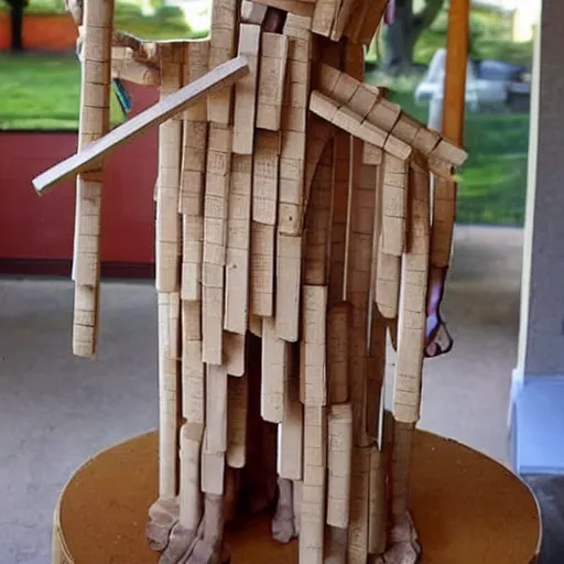 Prompt: statue made out of popsicle sticks, highly detailed