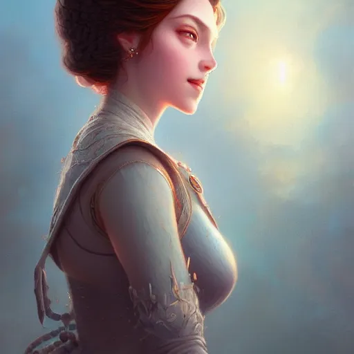 Image similar to A beautiful digital painting of a beautiful princess, the sky behind her, intricate, cinematic lighting, highly detailed, digital painting, Artstation, concept art, smooth, sharp focus, illustration, art by Tom Bagshaw, Artgerm and Greg Rutkowski