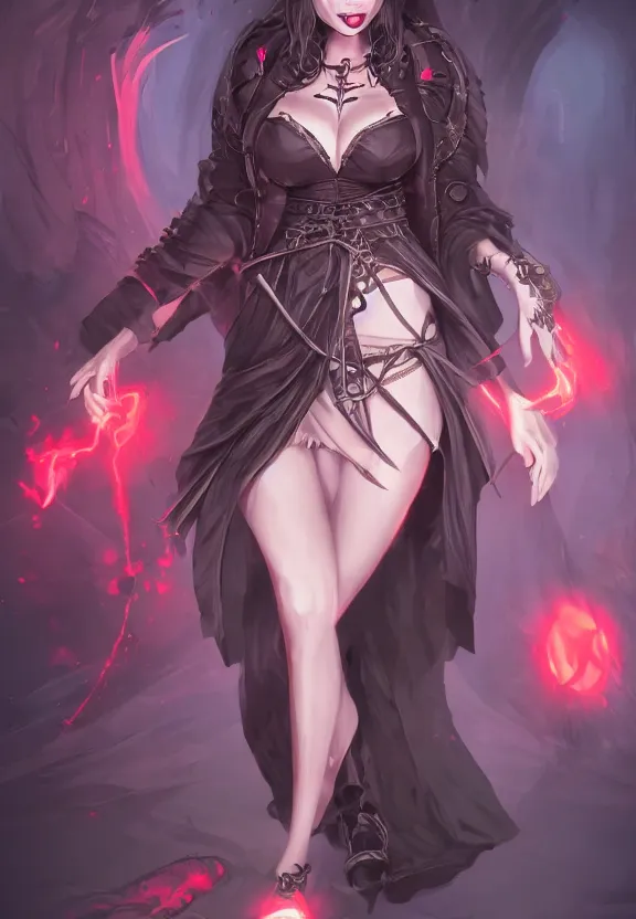 Prompt: mad necromancer seductive girl concept art, short dress, glowing eyes, symmetrical, rule of three, detailed body, full body, detailed face, ultradetailed digital illustration, 8 k, epic atmosphere, digital art by simon cowell