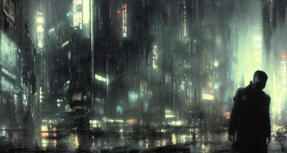 Image similar to an emotional scene from bladerunner, by jeremy mann, peter elson.