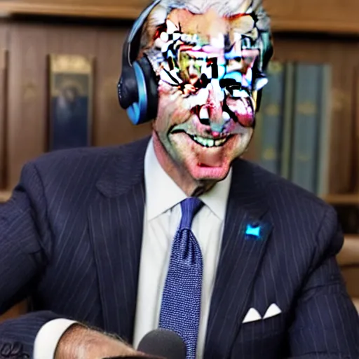 Prompt: joe biden wearing a gaming headset