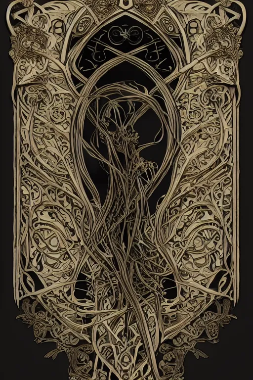 Image similar to an intricate art nouveau frame edges only, black center, highly detailed, artstation, concept art, matte, sharp focus,