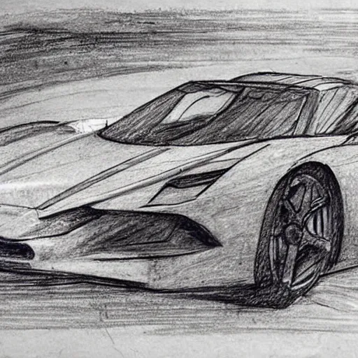 Prompt: a sketch of a supercar by leonardo da vinci