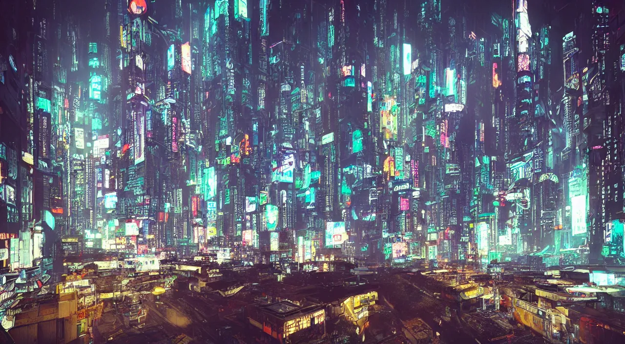 Image similar to “cyberpunk Shanghai, overruled by superintelligent AI”