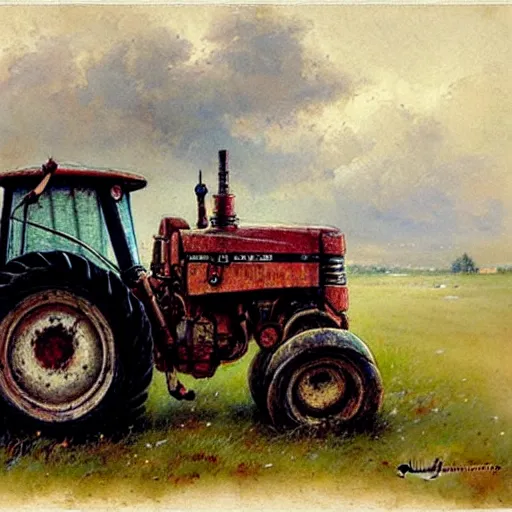 Image similar to ( ( ( ( ( rock farm tractor. muted colors. ) ) ) ) ) by jean - baptiste monge!!!!!!!!!!!!!!!!!!!!!!!!!!!