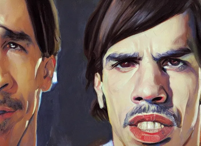 Image similar to a highly detailed beautiful portrait of anthony kiedis as security camera, by gregory manchess, james gurney, james jean