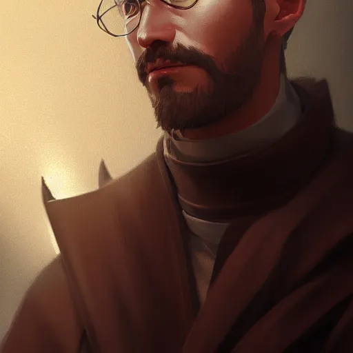 Image similar to portrait of saint ignatius of loyola, 4 k, concept art, by wlop, ilya kuvshinov, artgerm, krenz cushart, greg rutkowski, pixiv. cinematic dramatic atmosphere, sharp focus, volumetric lighting, cinematic lighting, studio quality