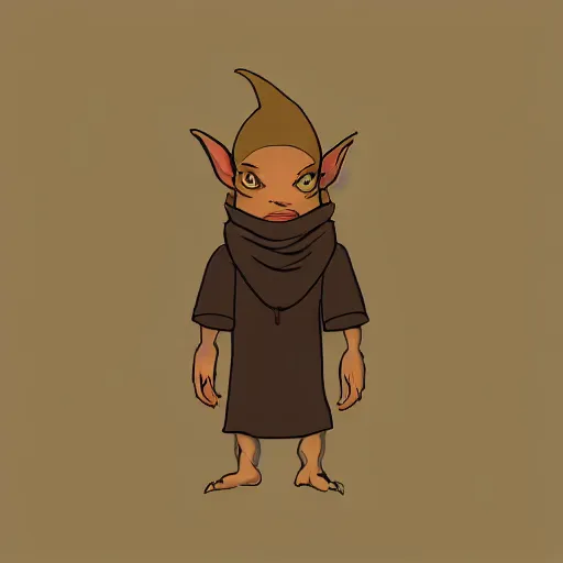 Image similar to minimalist boho style art of a goblin, single subject, illustration, cartoon, comic, anime, vector art, simple background, trending on artstation, freepik, pixiv fanbox