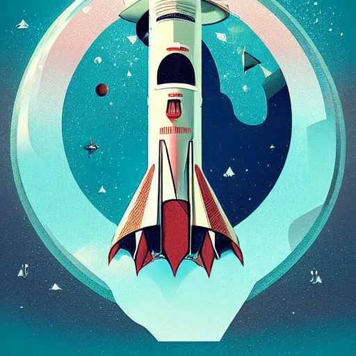 Image similar to retrofuturistic illustrations of space travel by mehmet reha tugcu from behance