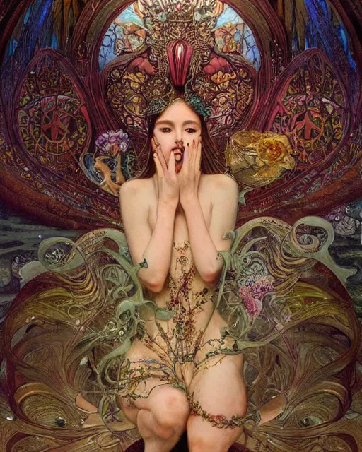 Prompt: unique non conventional beauty, surreal, fantasy, intricate, elegant, dramatic lighting, emotionally evoking symbolic metaphor, highly detailed, lifelike, photorealistic, digital painting, artstation, concept art, smooth, sharp focus, illustration, art by John Collier and Krenz Cushart and Artem Demura and Alphonse Mucha and Albert Aublet and Greg Rutkowski and John William Godward,