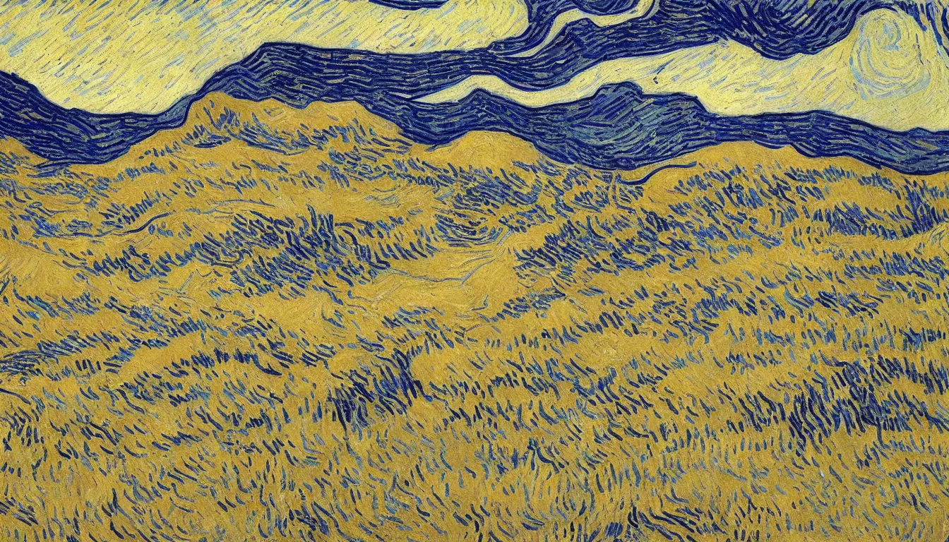 Prompt: saharan desert dunes by van gogh, black and white