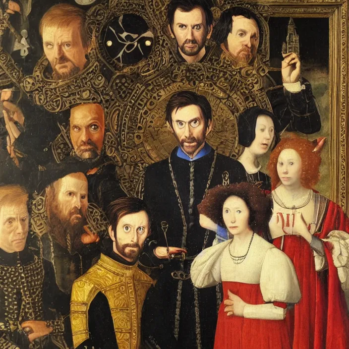 Image similar to dr. who, david tennant, early netherlandish painting