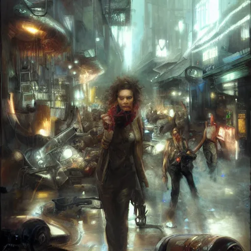 Image similar to neo luddites complaining about new technology by raymond swanland, highly detailed, bright tones