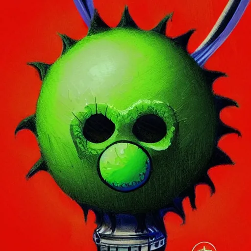 Image similar to a tennis ball monster, tennis ball, dark, chalky, virgin mary, pope, digital art, fantasy, magic, trending on artstation, ultra detailed, professional illustration by Basil Gogos