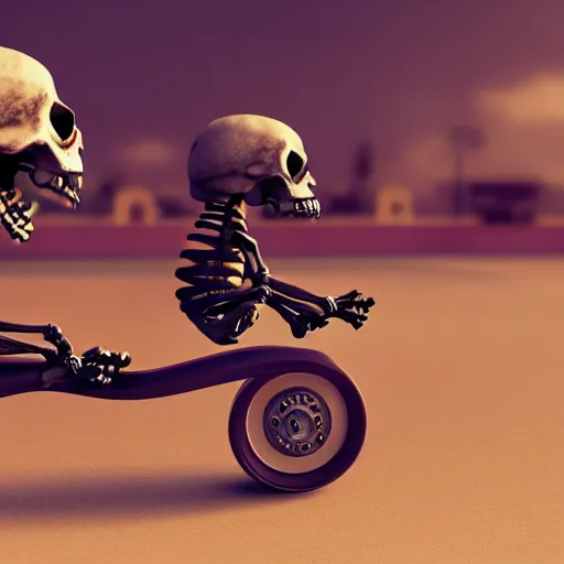 Image similar to A skeleton rides a skateboard, highly detailed, trending on artstation, 8k,