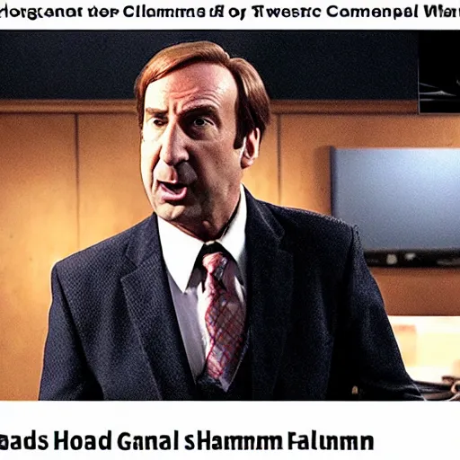 Prompt: saul goodman yelling at howard hamlin, cinematic, film capture