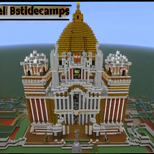 Prompt: saint peters basillica made in minecraft, screenshot