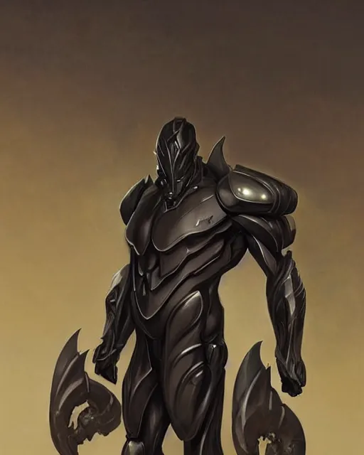 Image similar to muscular male smooth sleek black pearlescent wraithbone powerarmor, by greg rutkowski and mark brookes and jim burns and tom bagshaw and magali villeneuve, trending on artstation