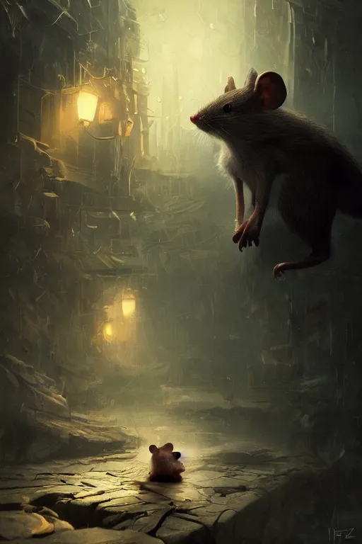 Image similar to portrait of a adorable mouse critter, dramatic lighting, cinematic, establishing shot, extremly high detail, photo realistic, cinematic lighting, post processed, concept art, artstation, matte painting, style by eddie mendoza, raphael lacoste, alex ross