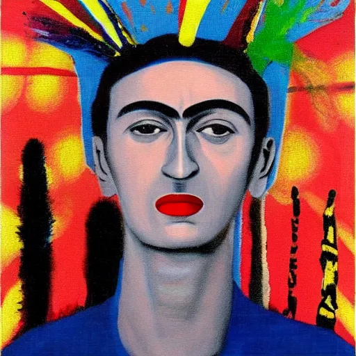 Prompt: Robert Moog painted by Frida khalo - 6