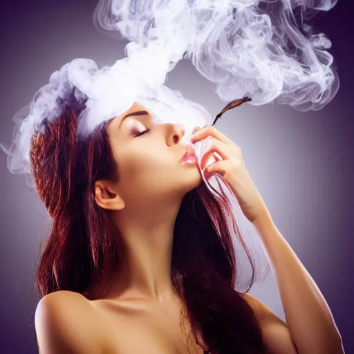 Prompt: beautifull women out of smoke candle, love expression spirit, 8 k, hd,