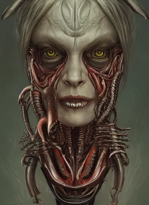 Prompt: a hyper detailed face portrait of fay ripley, xenomorph, by tom bagshaw, by zdzisław beksinski, trending on artstation