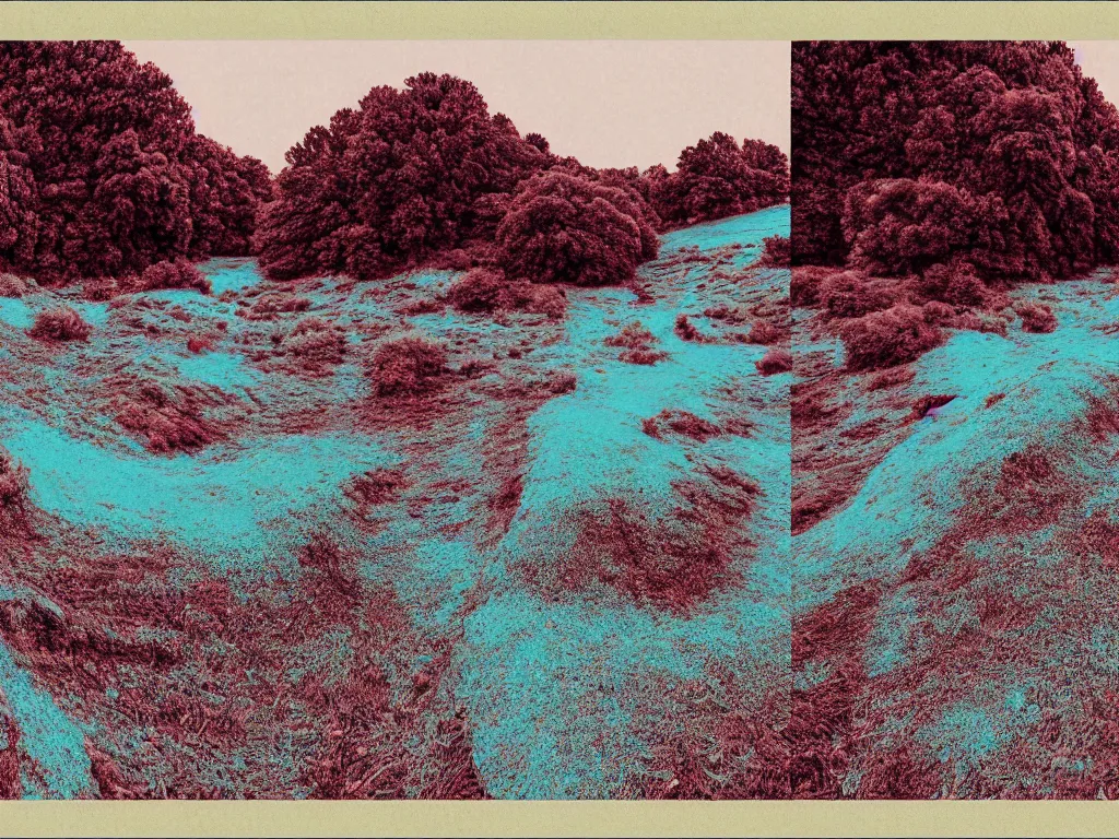Image similar to landscape stereophotograph, anaglyph rendering