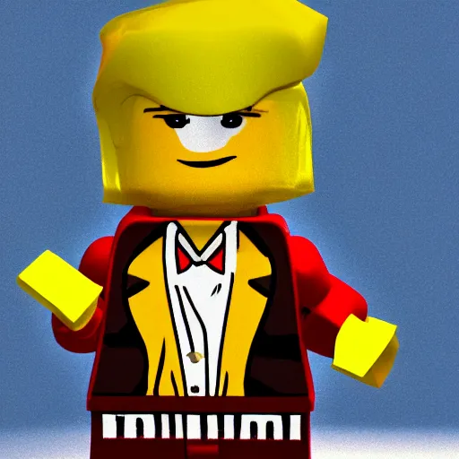 Image similar to donald trump as a lego, 3 d render