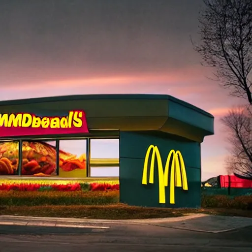 Prompt: the endless end beyond all ends, ultimate beauty defying comprehension, a field of broken time quivering in darkness, mcdonalds