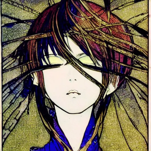 Image similar to anime girl, artwork by Harry Clarke, highly detailed, anime, manga