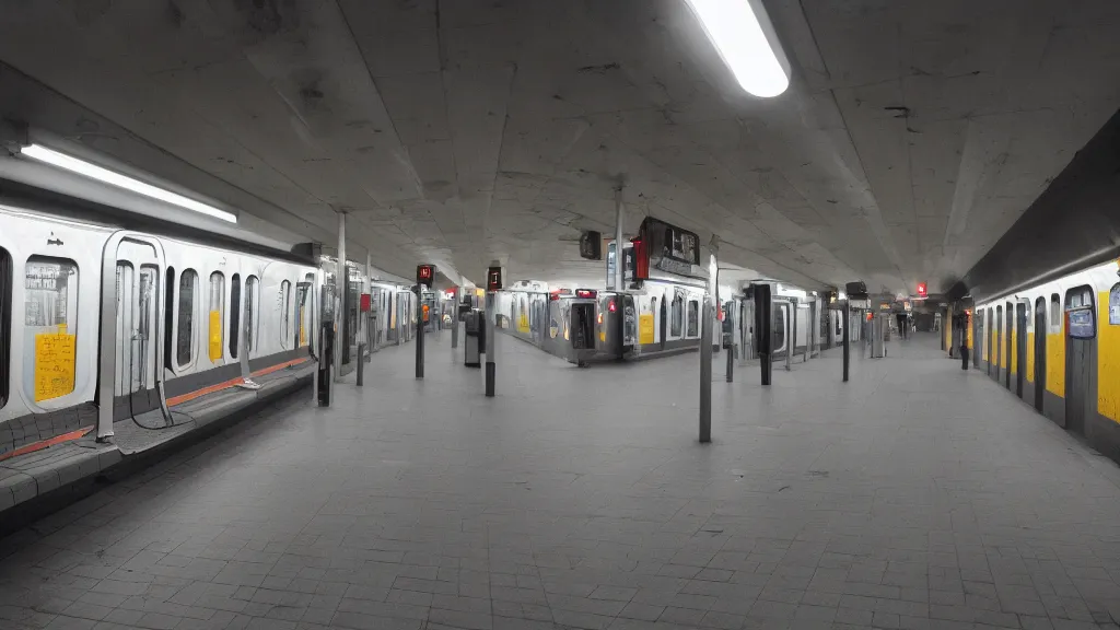 Prompt: kodachrome sample photo of an empty subway station