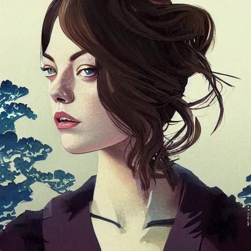 Prompt: fashion model emma stone ,digital art by Hokusai by greg rutkowski by wlop high detail comic sharp vector lineart dramtic lighting artstation by trevor henderson by rossd raws cinematic dramatic