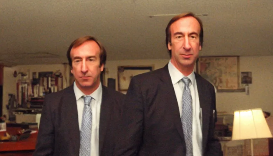 Image similar to grainy photo of saul goodman in the backrooms