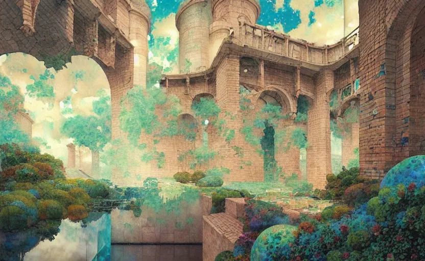 Image similar to tiled room squared waterway, aqueducts, fantasy. intricate, amazing composition, colorful watercolor, by ruan jia, by maxfield parrish, by marc simonetti, by hikari shimoda, by robert hubert, by zhang kechun, illustration, gloomy