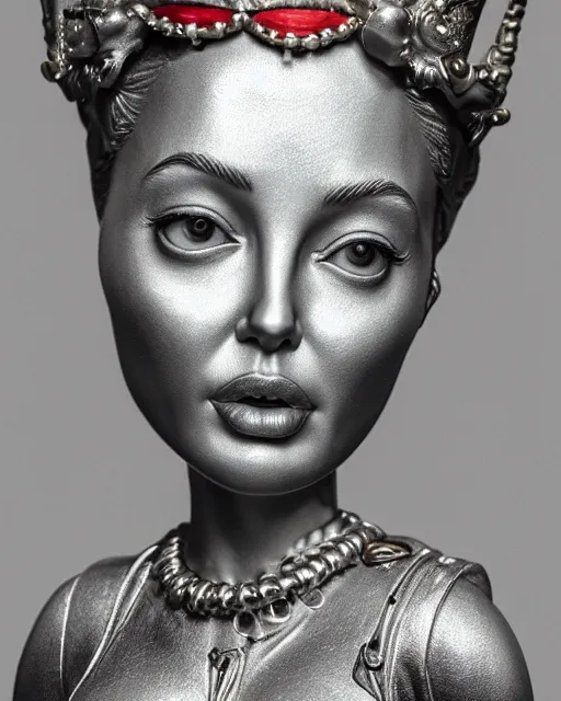 Prompt: highly detailed closeup, face profile portrait of a tin toy angelina jolie as the staue of liberty, bikini, depth of field, nicoletta ceccoli, mark ryden, lostfish, max fleischer, breathtaking, detailed and intricate environment, 8 k resolution, hyperrealistic, octane render